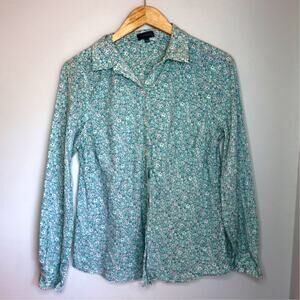 The Limited Turquoise Blue Green Floral Button-Down Shirt L Y2K Cottage
